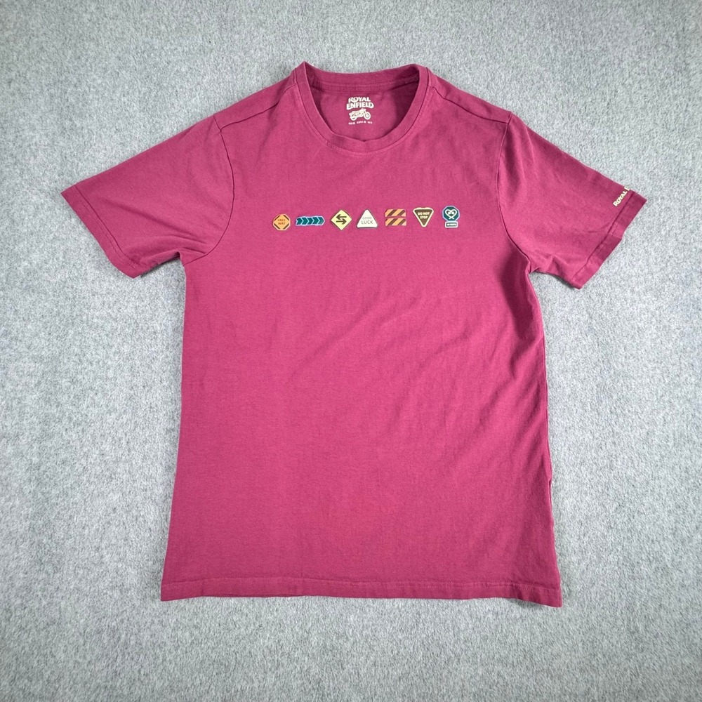 Royal Enfield Motorcycle British Shirt S‎ Purple Biker Tee Highway Signages